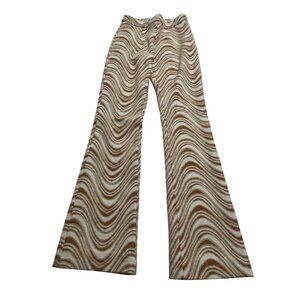 Holzweiler Wool Blend Marbled Print Flare Pants in Tan